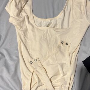 American Eagle Outfitters Cream Bodysuit